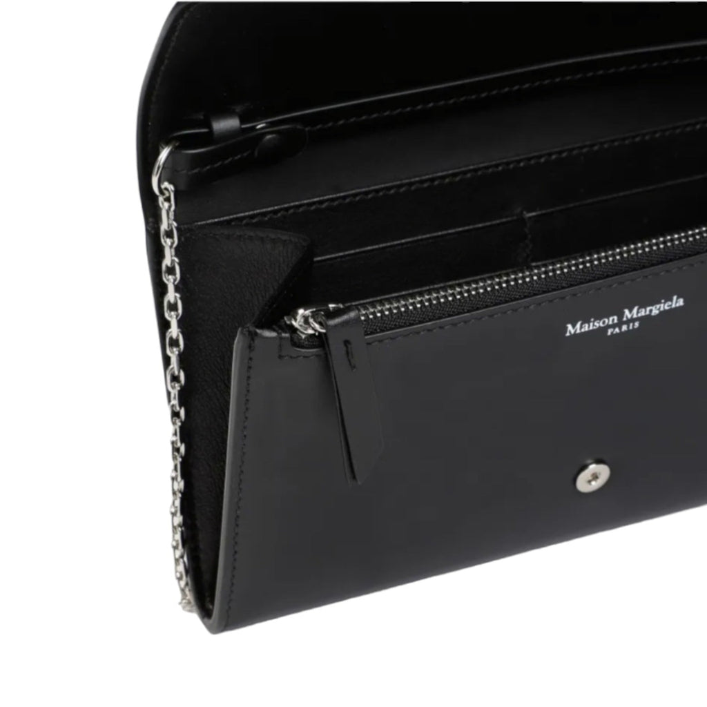 Maison Margiela - Portefeuille Four Stiches Leather Chain - Femme - Black