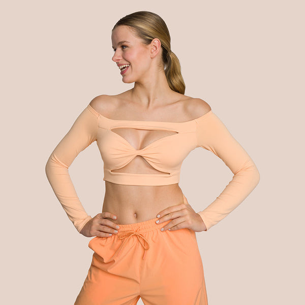 T-Shirt À Manches Longues Venus Front Twist - Orange Tropical Doux