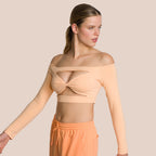 T-Shirt À Manches Longues Venus Front Twist - Orange Tropical Doux