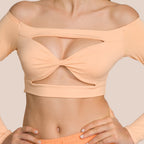 T-Shirt À Manches Longues Venus Front Twist - Orange Tropical Doux