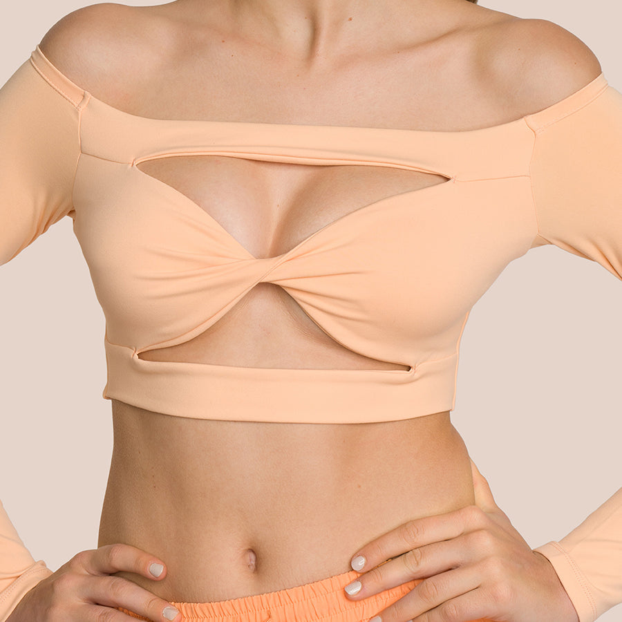 T-Shirt À Manches Longues Venus Front Twist - Orange Tropical Doux