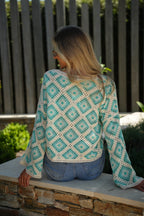 Blouse En Crochet Fidji - Bleue