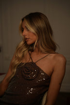 Robe À Sequins Dora - Taupe