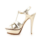Saint Laurent Tribute Leather Sandals - Gold - Femme