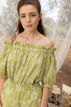 La Blouse Brigitte Broderie Anglaise Kaki