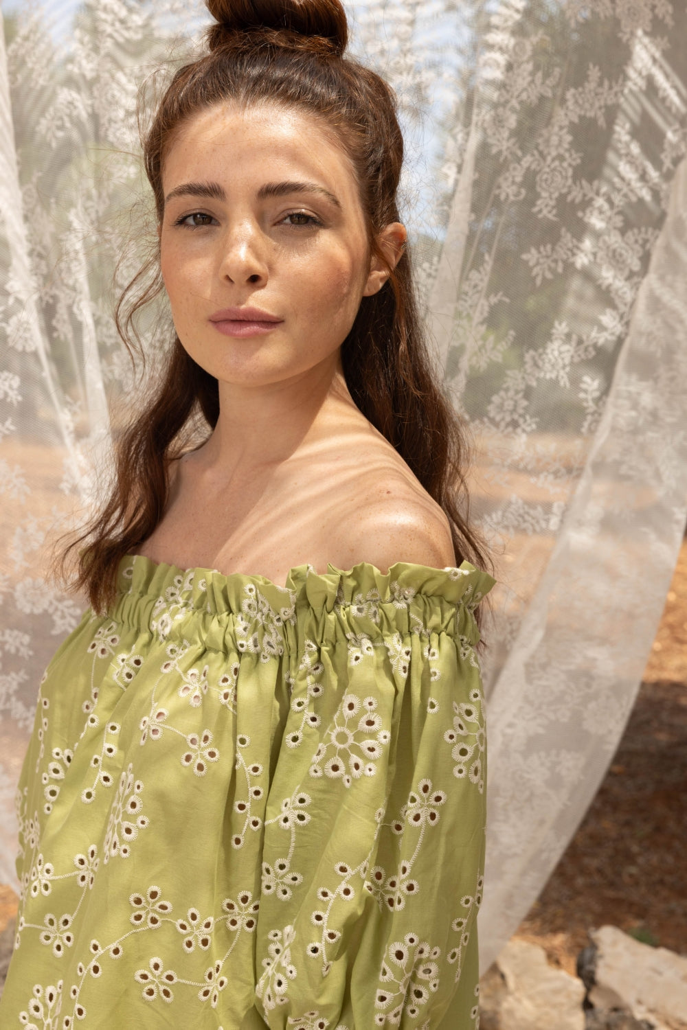 La Robe Rosalba Broderie Anglaise Kaki