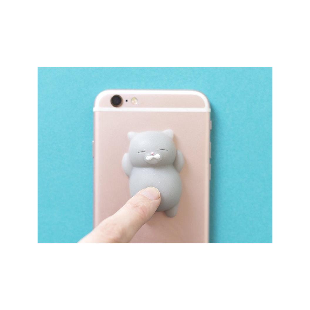 Mini Squishy Chat Gris Qui Dort - Anti-Stress