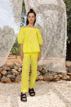 La Blouse Brigitte Broderie Anglaise Jaune Citron