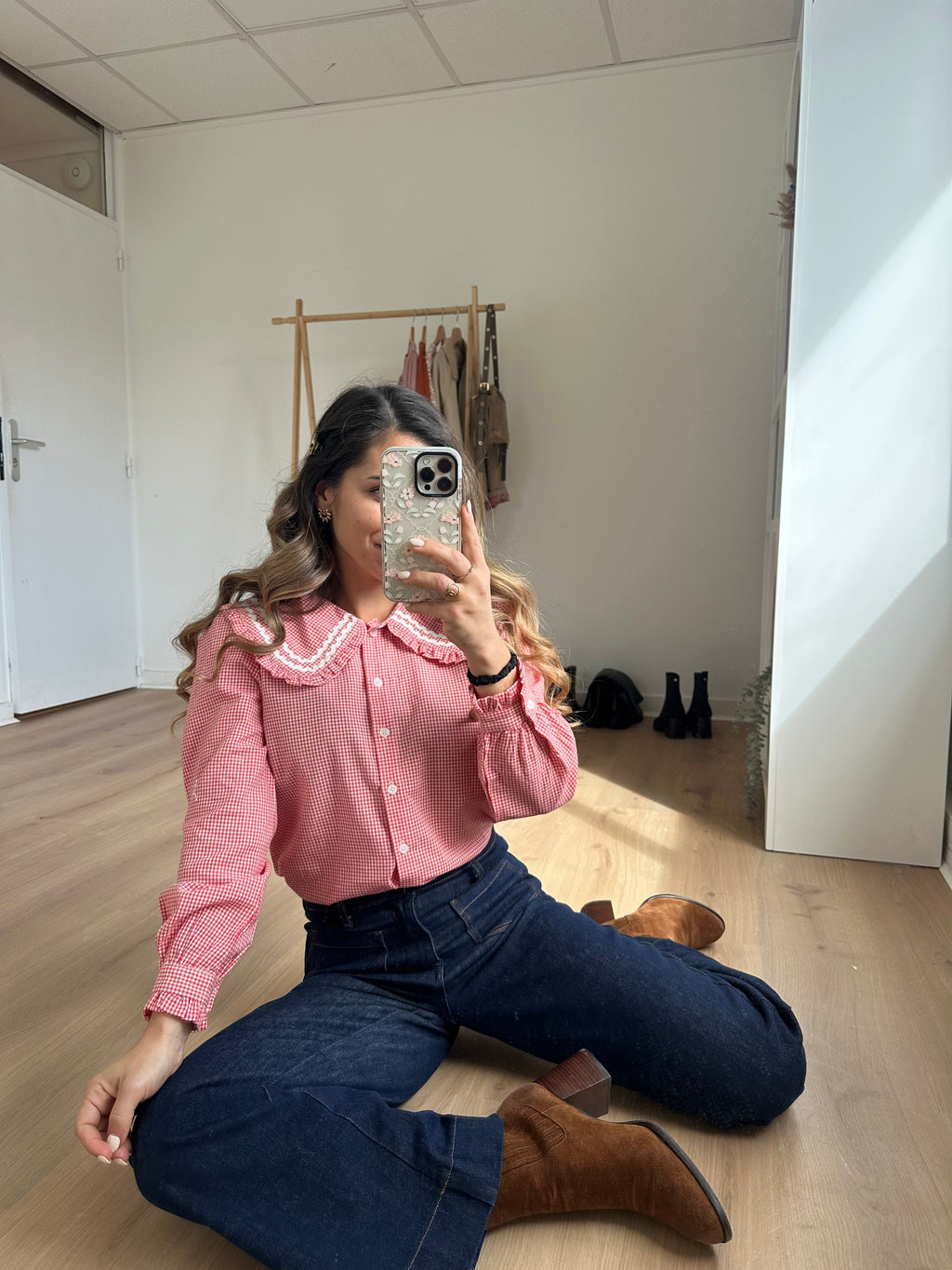 Blouse Vichy Col Claudine Anaëlle