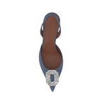 Amina Muaddi Camelia Sling 60 Printed Denim Pumps - WOMEN SHOES - AMINA MUADDI - T.Luxy