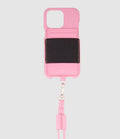 Elaow - Coque Porte-Cartes Cordon Cuir Rose - Femme
