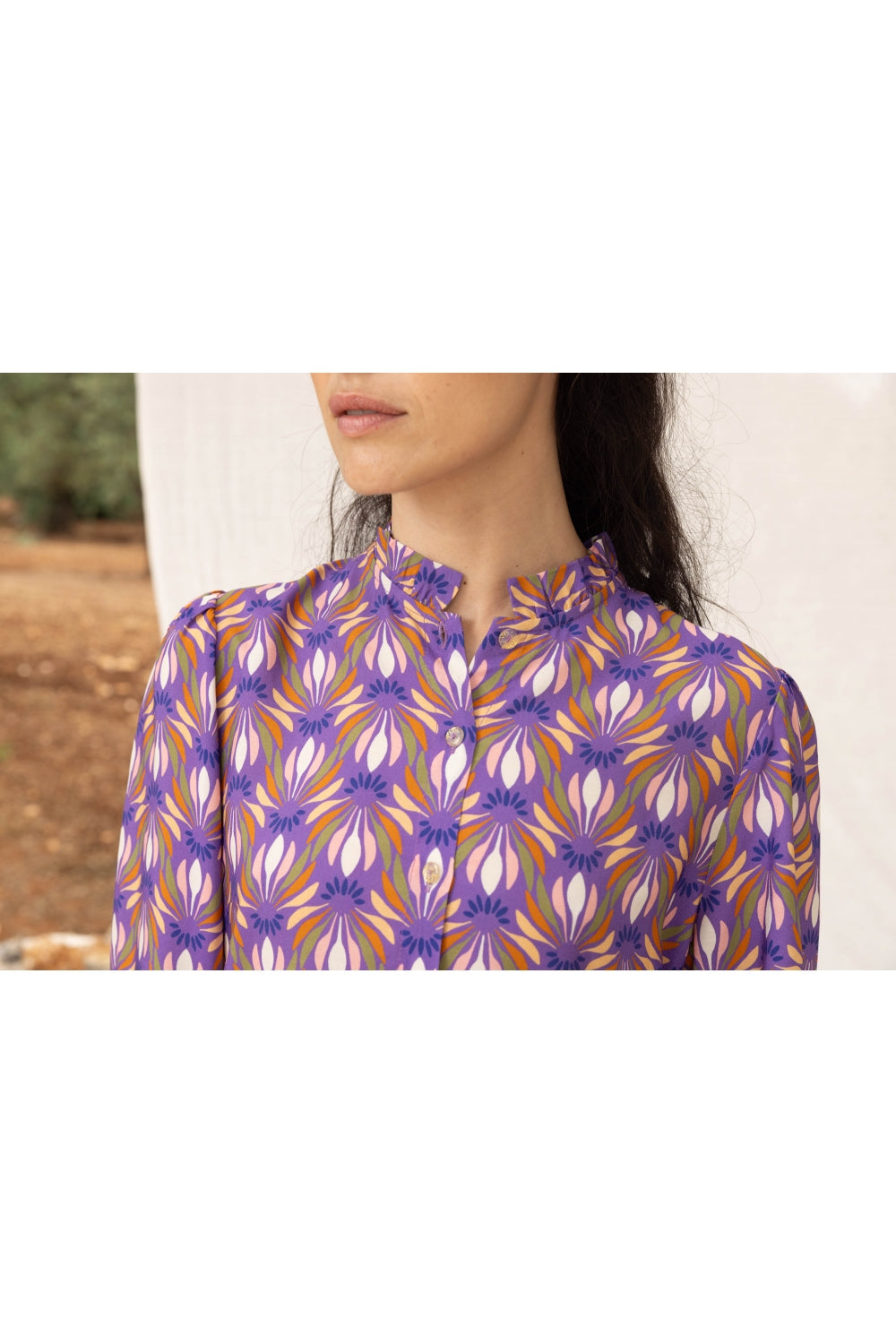 La Chemise Darline A  Imprimé Feuilles De Lotus
