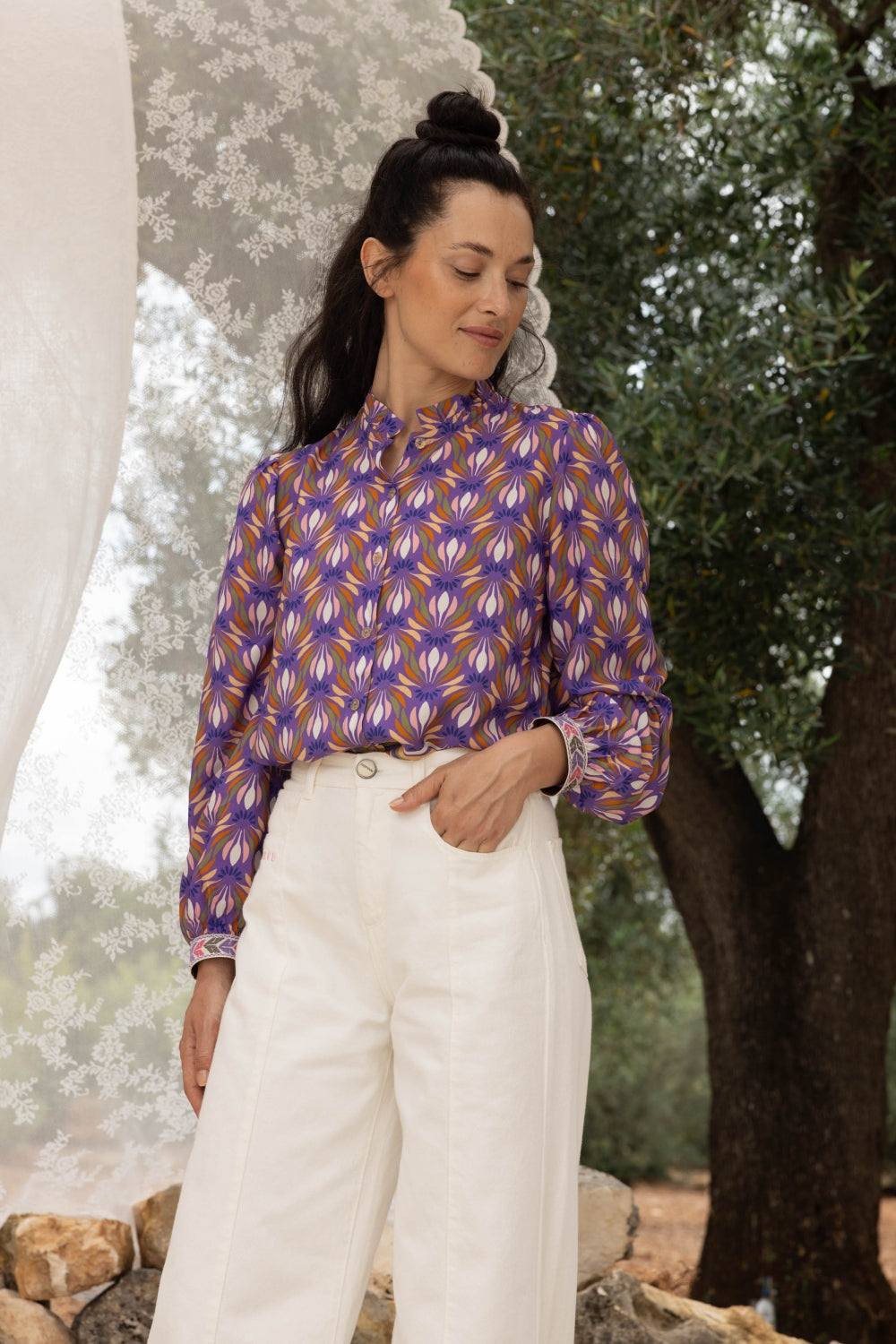 La Chemise Darline A  Imprimé Feuilles De Lotus