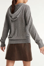 The Kooples - Sweat Gris À Capuche Maille - Femme
