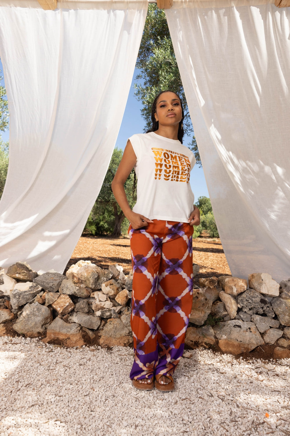 Le Pantalon Tracy Geo Tie And Dye Mauve