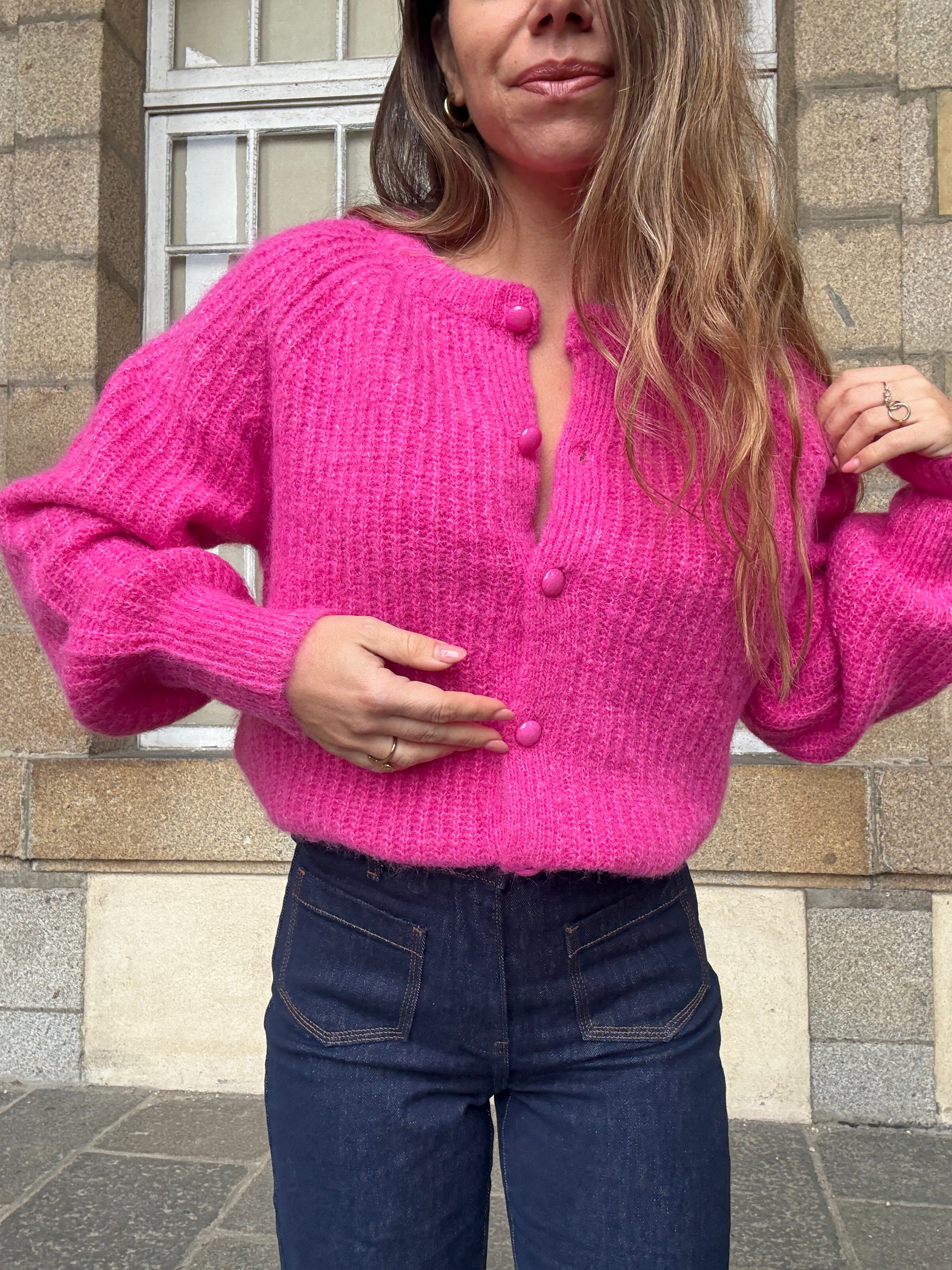 Cardigan Irène Fuschia
