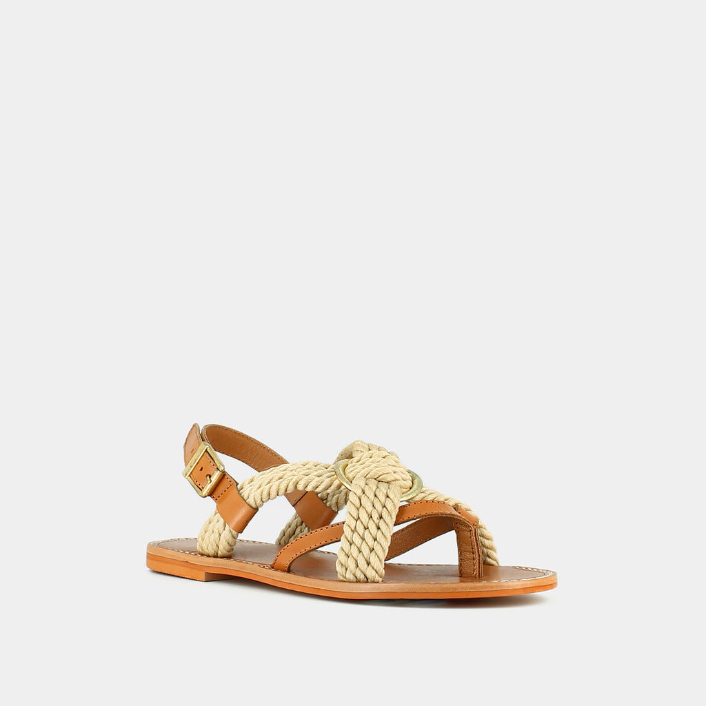 Jonak - Plagettes Winna Cuir/Corde  - Camel/Beige