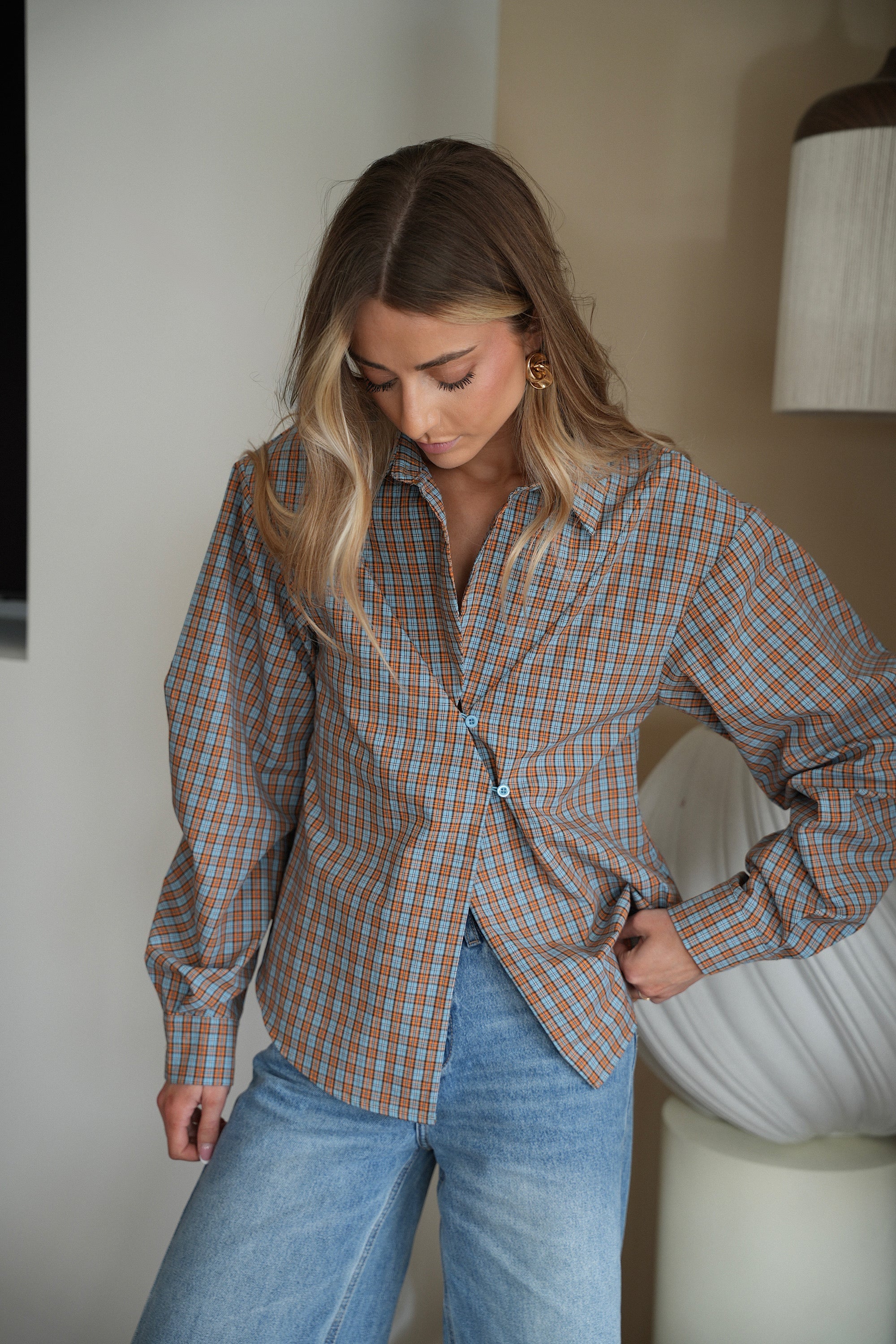 Chemise À Carreaux Pola - Bleue