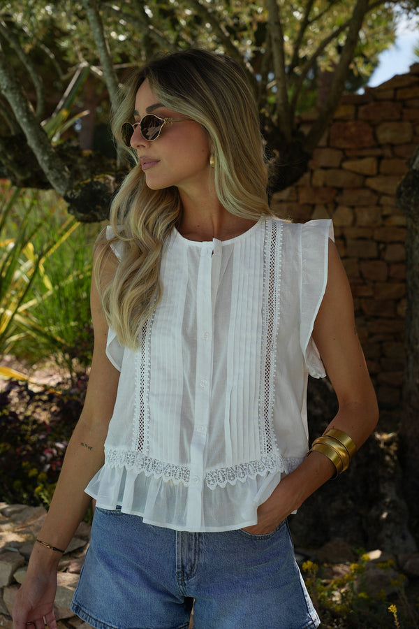 Blouse Brodée Ayem - Blanche