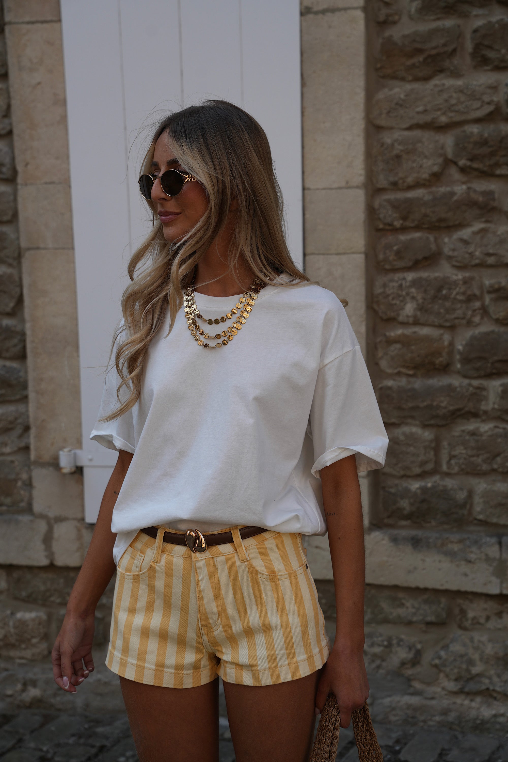 Short Rayé Nalla - Jaune