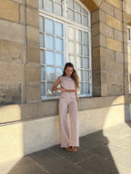 Pantalon Rayé Marin Camel