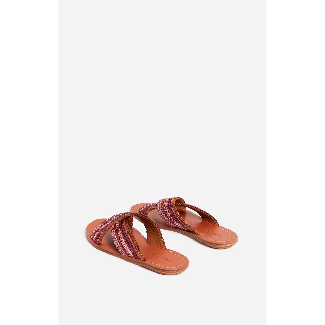 Vanessa Bruno - Sandales En Raphia & Cuir - Multico/Rose
