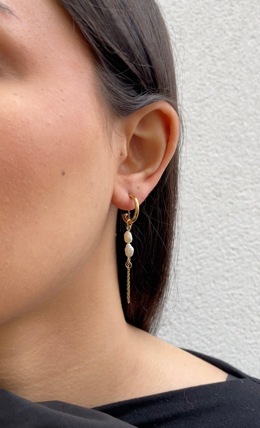 Boucles D'Oreilles Double Pearl