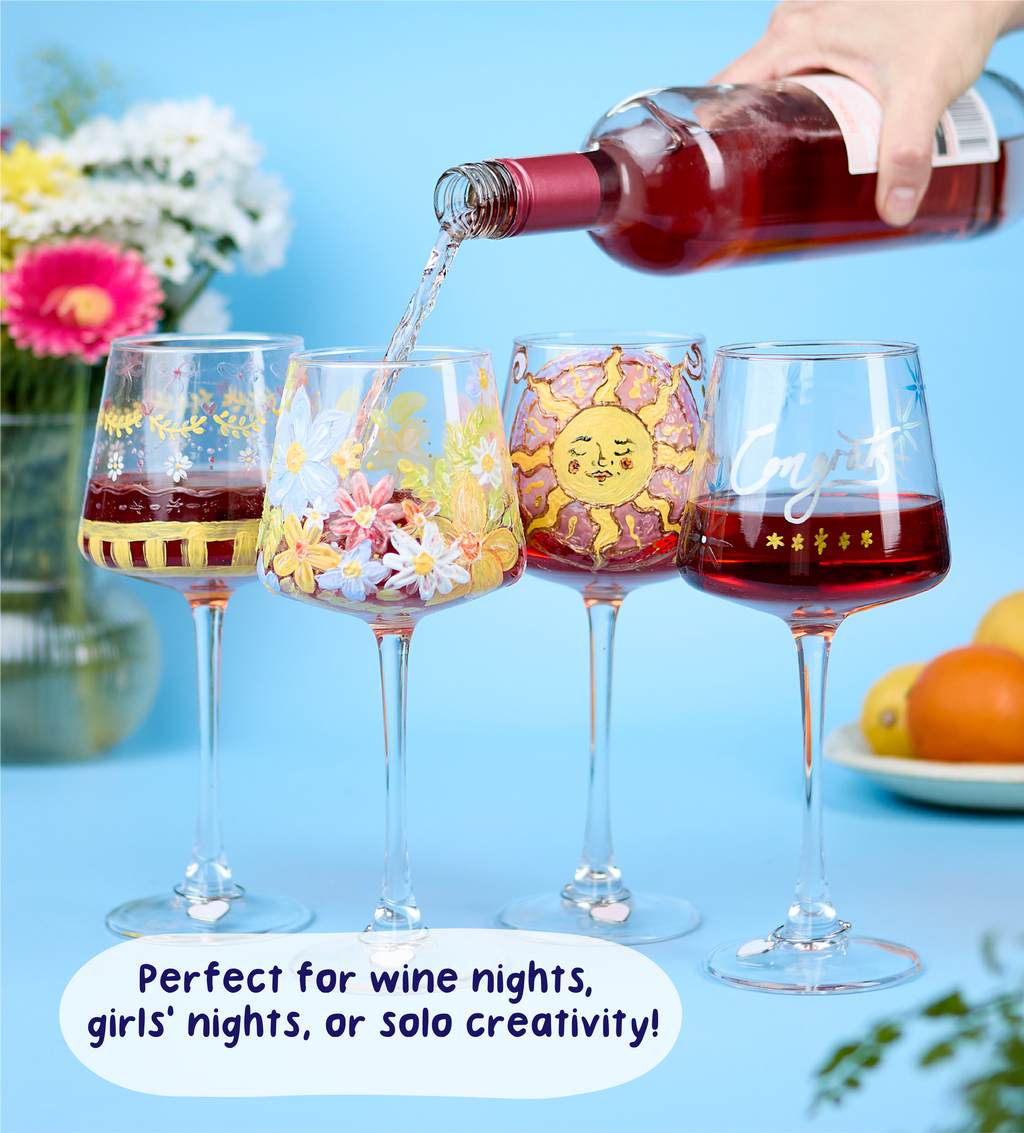 Peinture Sur Verre À Vin - Set De 4 Verres