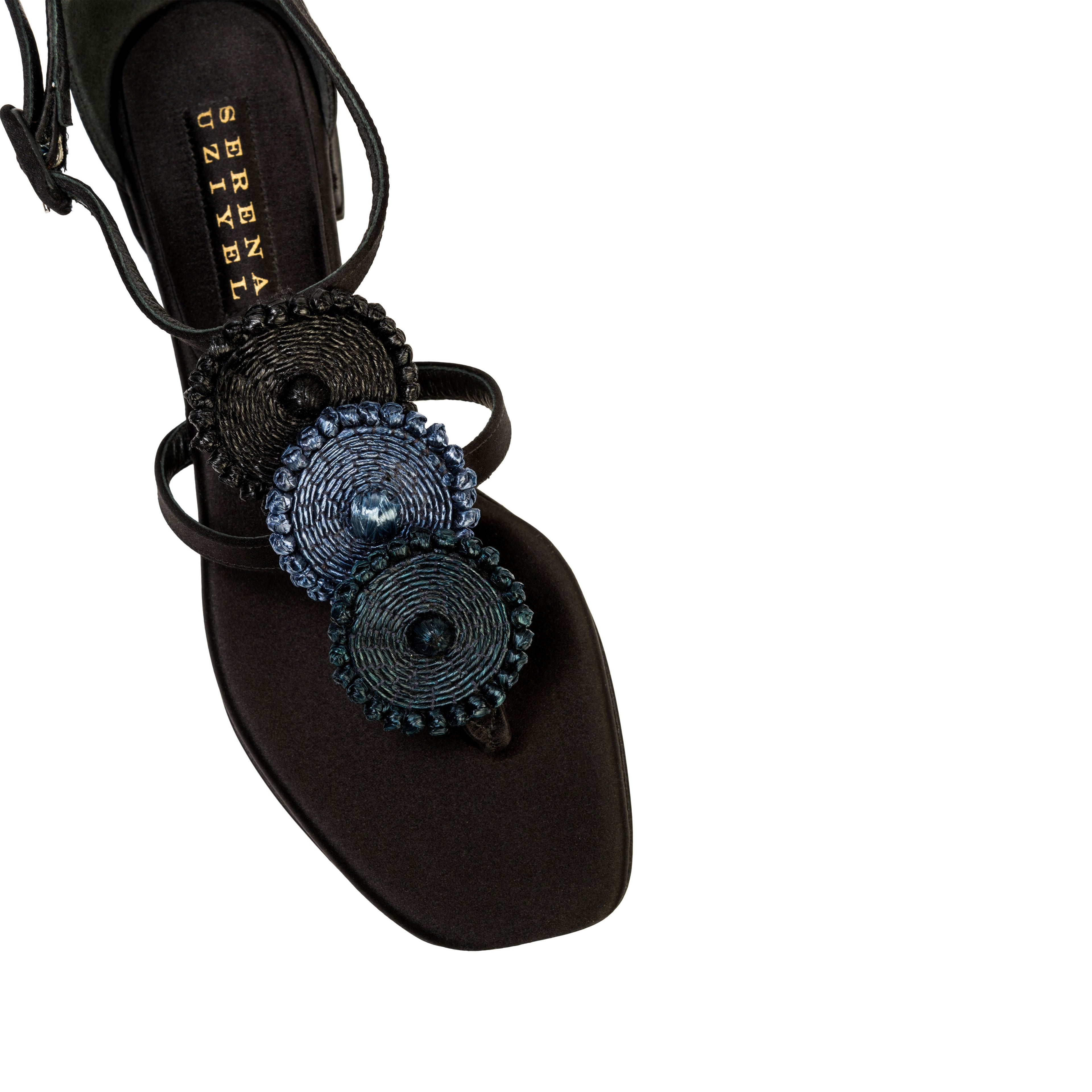 Coins Black Flat Ankle Toe Sandal