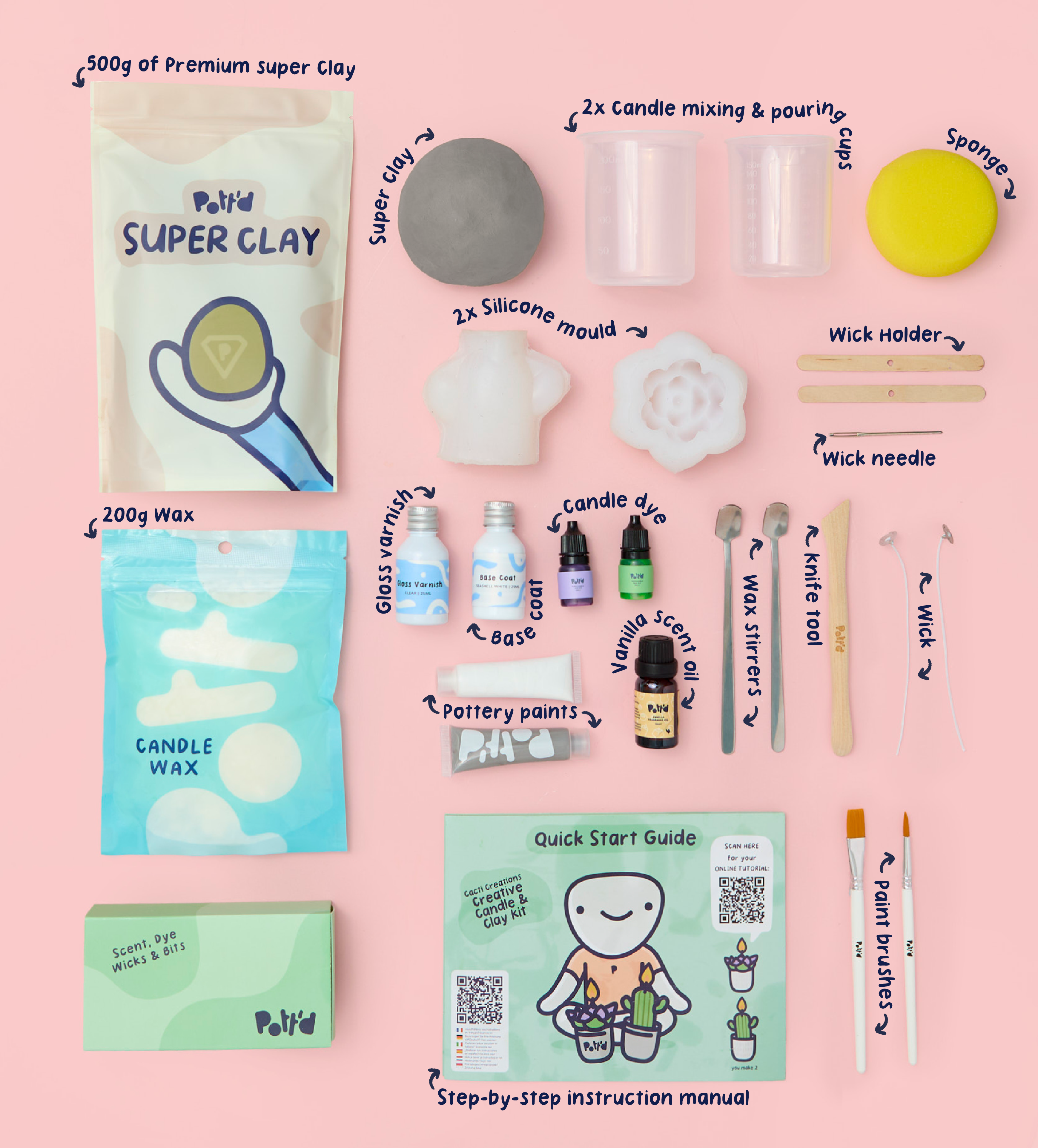 Kit Créatif Bougies & Argile Créations Cacti