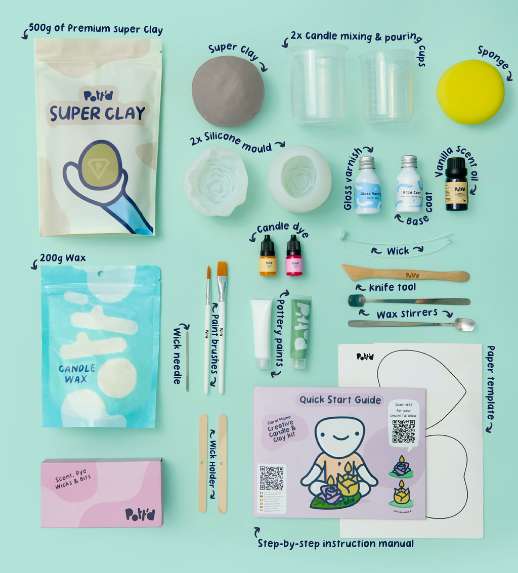 Kit Créatif Bougies & Argile Flamme Florale