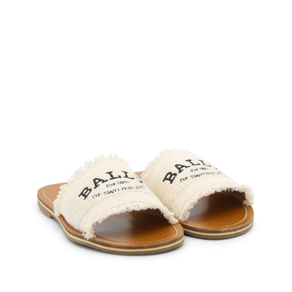 Bally Logo Flat Sandals - Cream - Femme