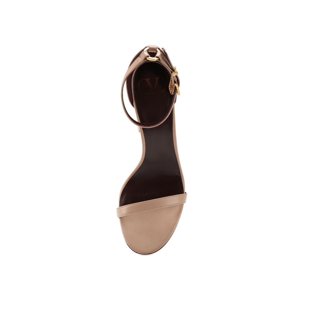 Valentino Tiny Chain Leather Sandals - Beige - Femme