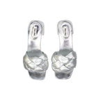 Miu Miu Leather Sandals - Silver - Femme