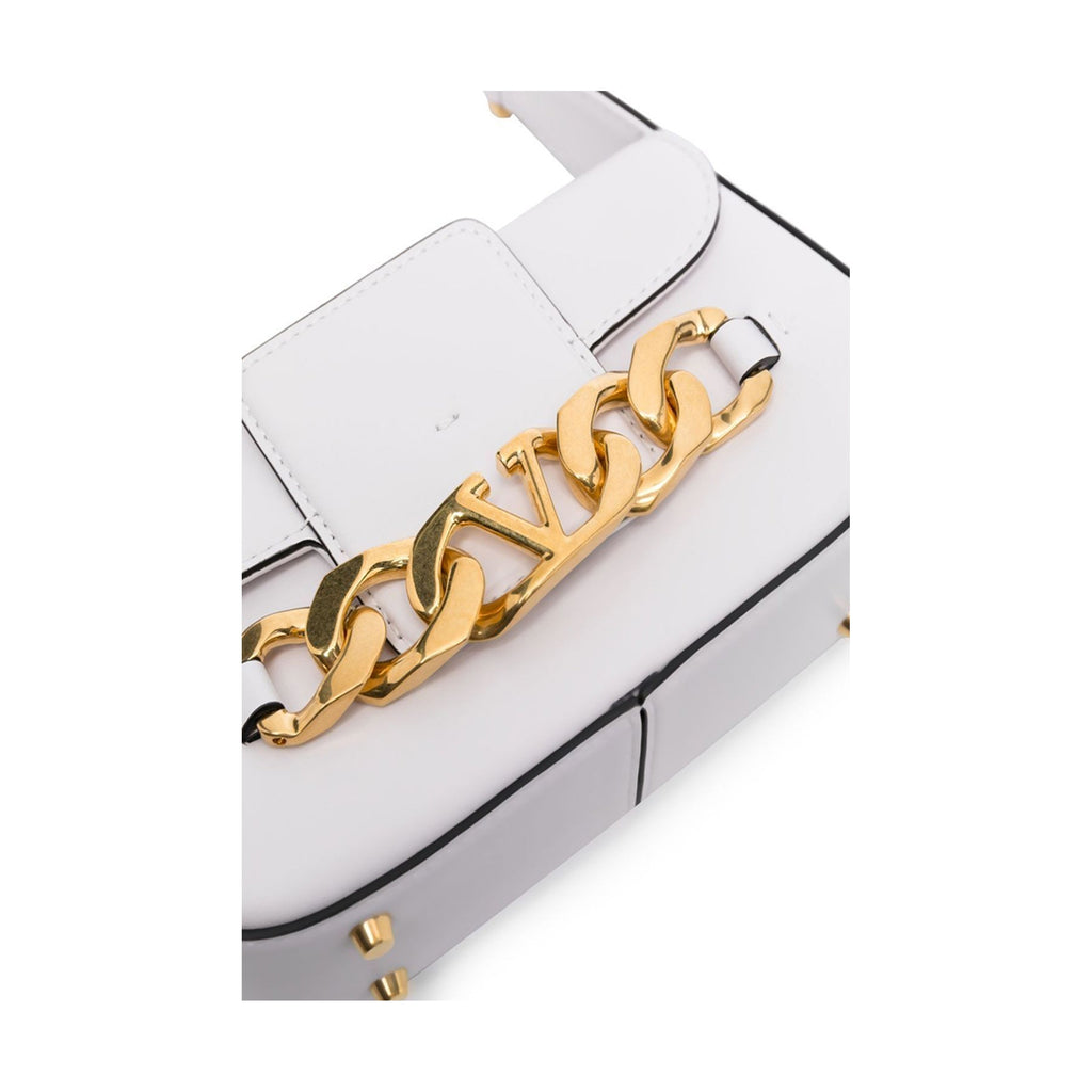 Valentino Garavani Vlogo Chain Leather Bag - White - Femme