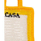 Casablanca Logo Cotton Crochet Tote Bag - Yellow - Femme