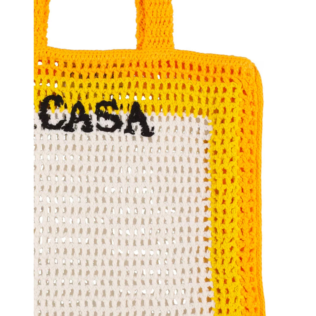 Casablanca Logo Cotton Crochet Tote Bag - Yellow - Femme