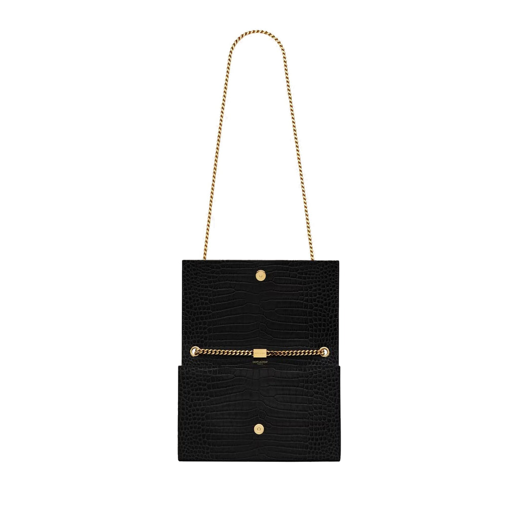 Saint Laurent - Kate Medium Tassel Crocodile Embossed Leather Bag - Black