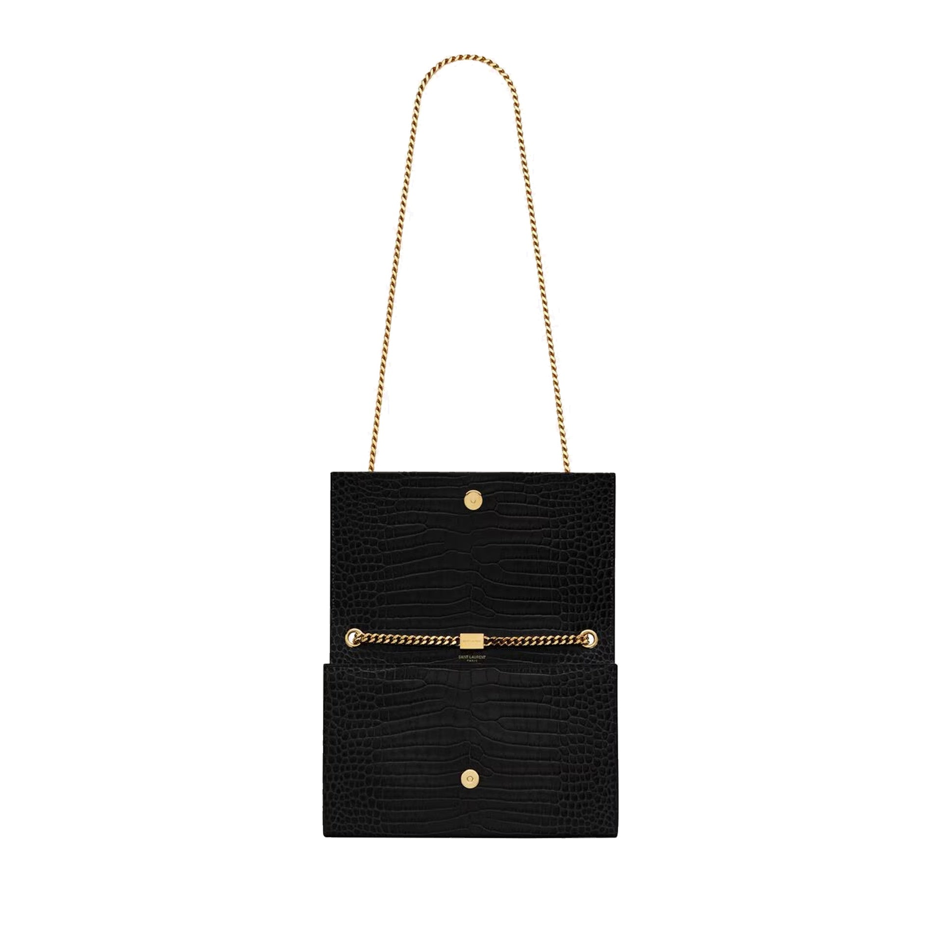 Saint Laurent - Kate Medium Tassel Crocodile Embossed Leather Bag - Black