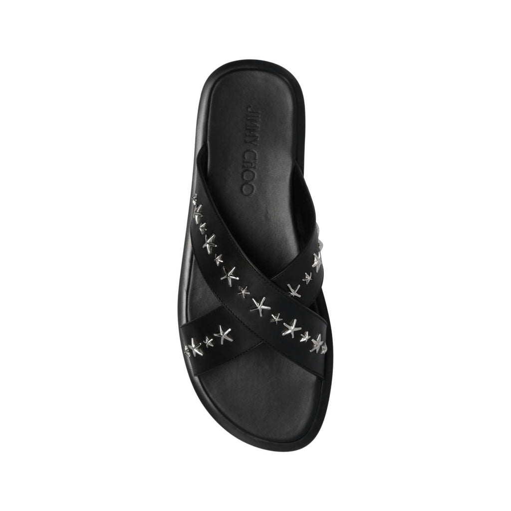 Jimmy Choo Palmo Leather Sandals - Black - Homme