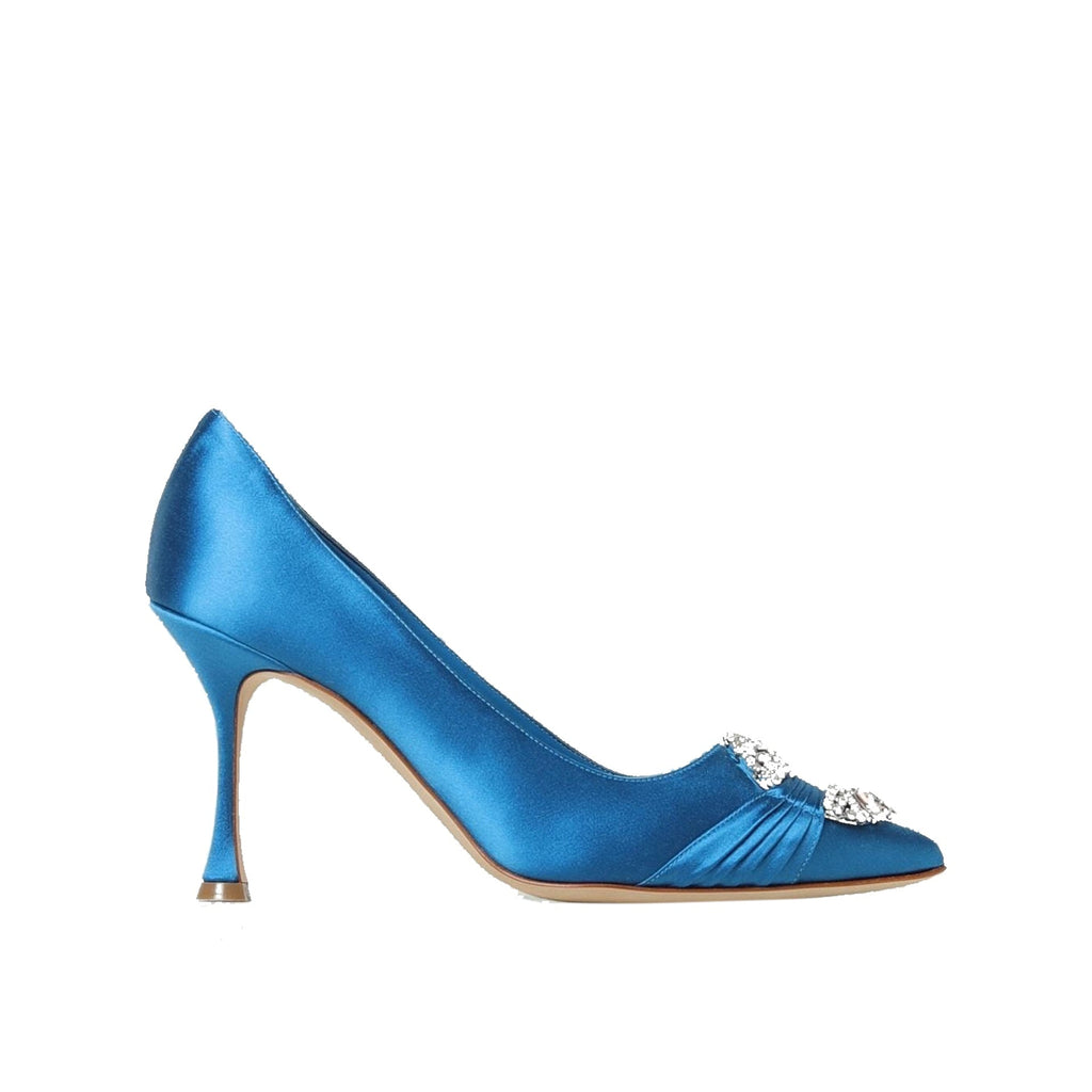Escarpins - Manolo Blahnik Maida 090 Satin - Blue