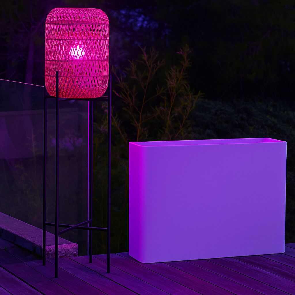 Stanley - Lampadaire Sans Fil - Polyrotin - Gris