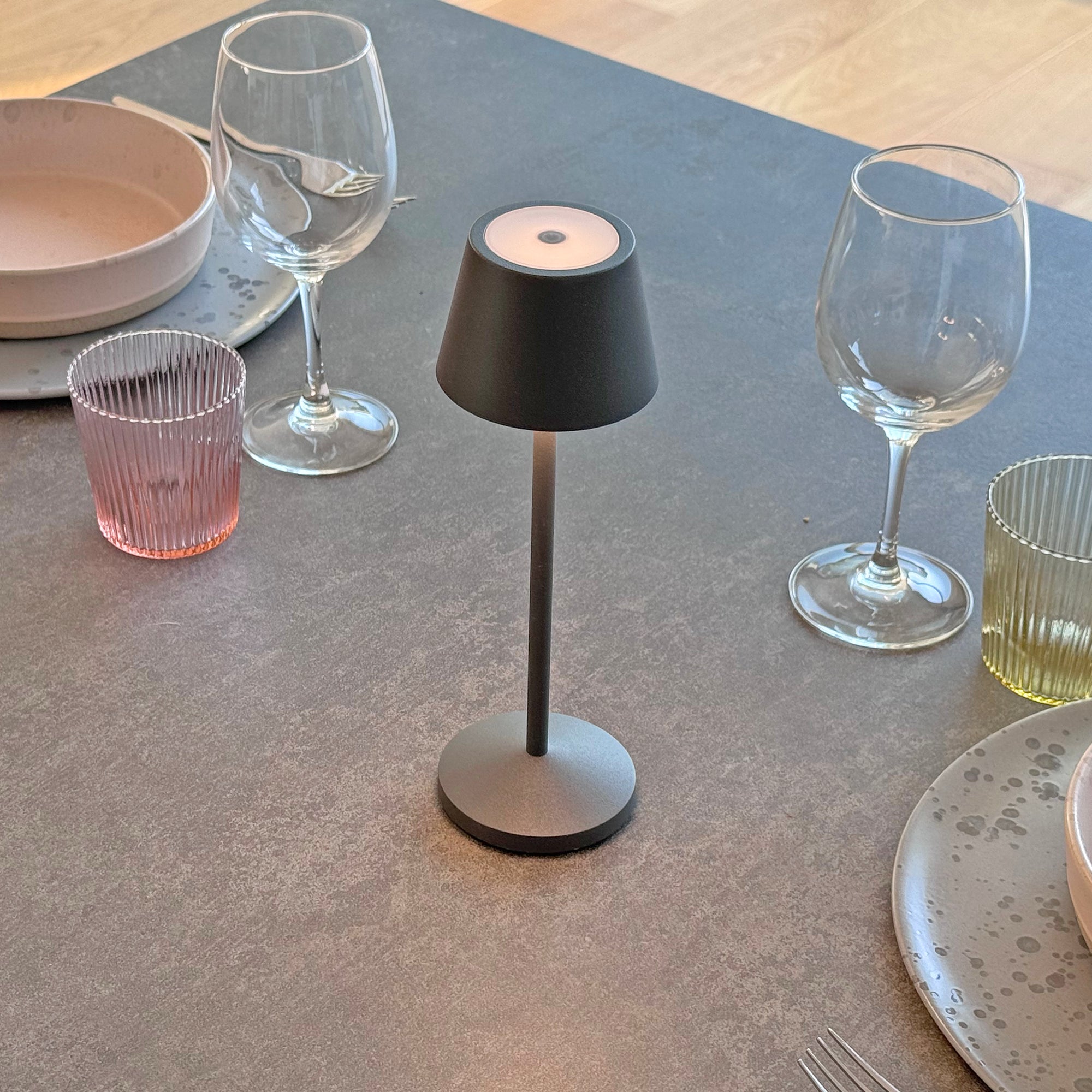 Emily - Lampe De Table Sans Fil - Acier - Gris Anthracite