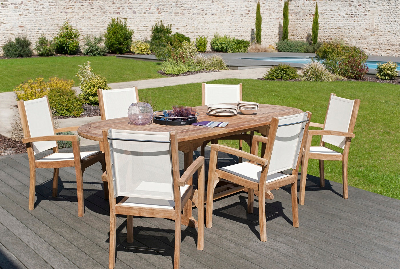 Fun - Lot De 2 Fauteuils Jardin - Marron/Blanc