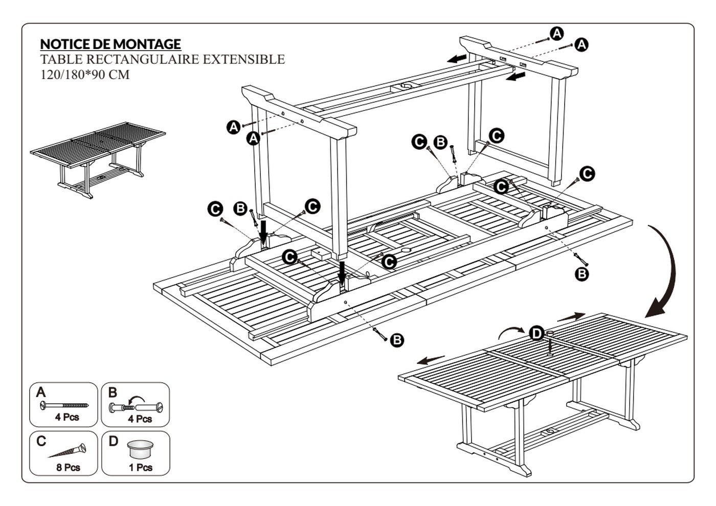 Fun - Table De Jardin 4/6 Pers - Marron