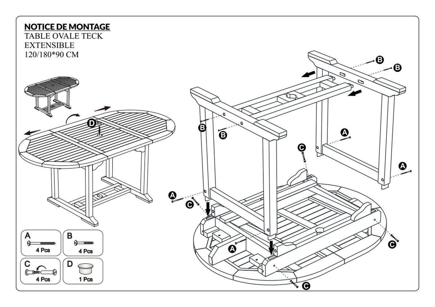 Fun - Table De Jardin 4/6 Pers - Marron