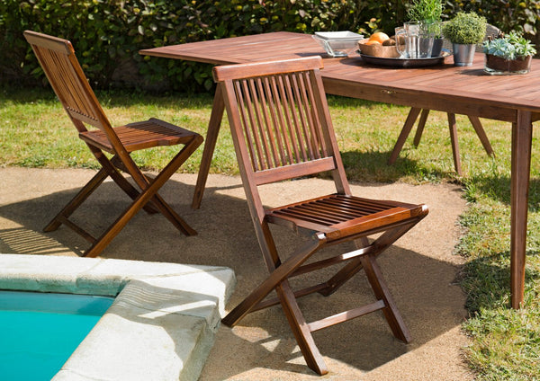 Maeva - Lot De 2 Chaises Jardin - Marron