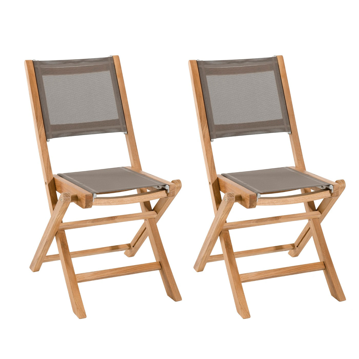 Fun - Lot De 2 Chaises Jardin - Taupe/Marron