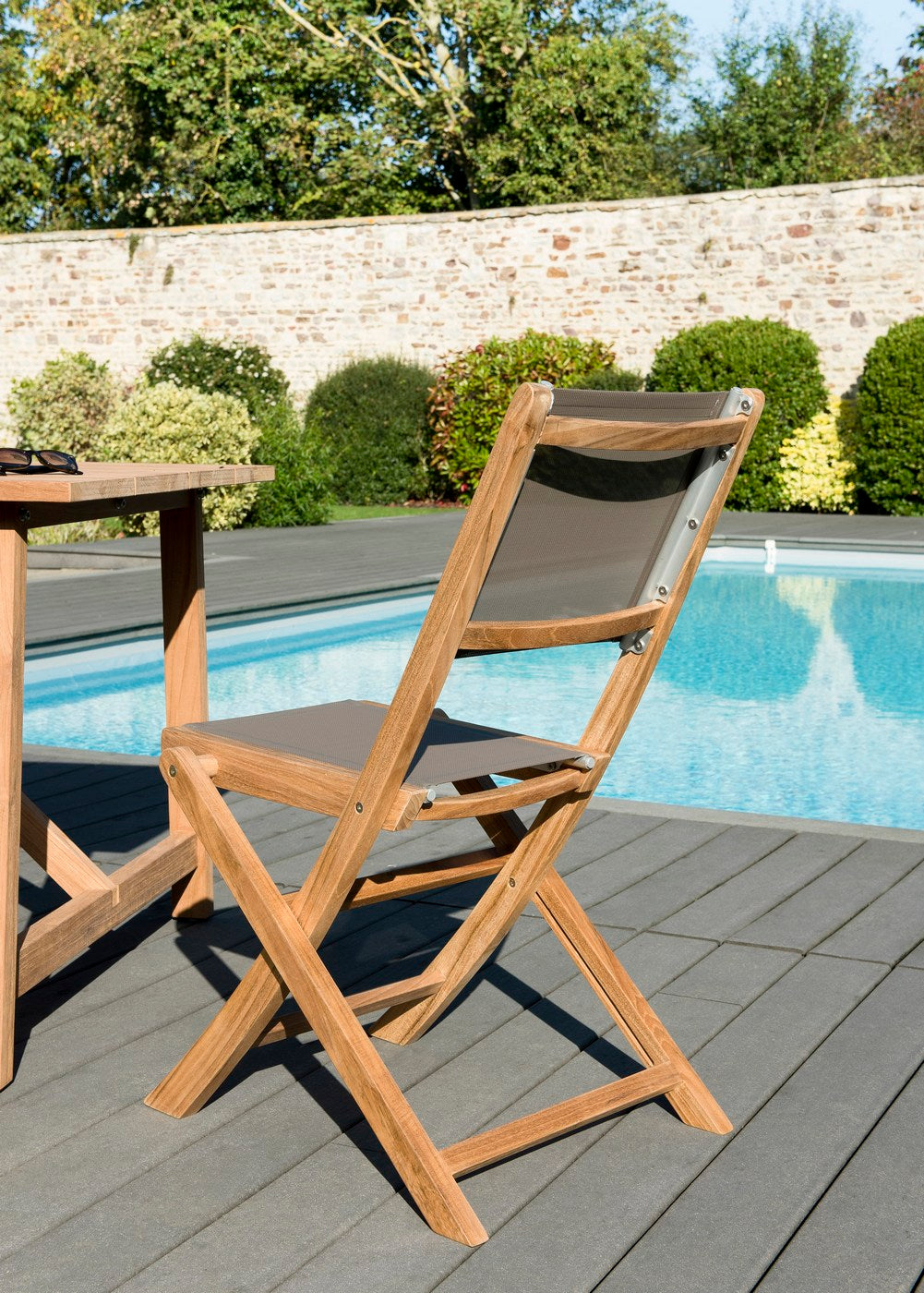 Fun - Lot De 2 Chaises Jardin - Taupe/Marron