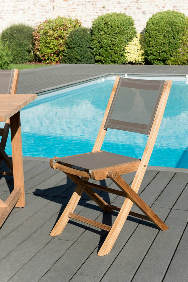 Fun - Lot De 2 Chaises Jardin - Taupe/Marron